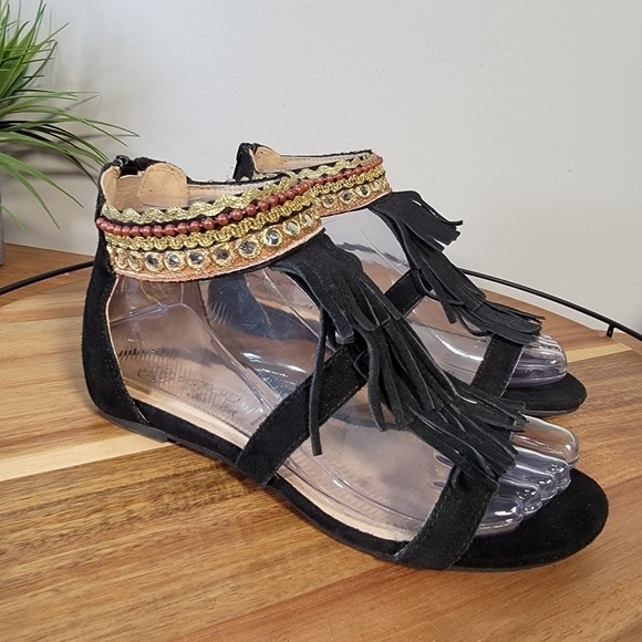 Esmara by Heidi Klum Fringe cage Sandals Vegan Boho Size 5.5 - Picture 5 of 14